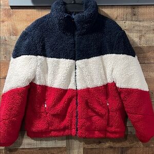 TOMMY HILFIGER SPORT CHEVRON FLEECE PUFFER women's XL